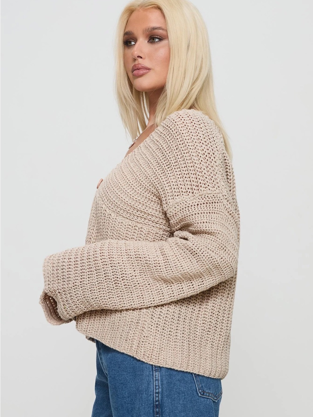 Princess Polly Maela Knit Cardigan Mocha - Picture 4 of 10